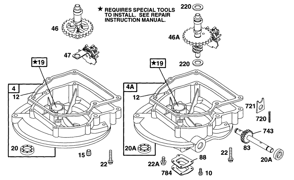 Sump Bases, Cams Diagram and Parts List for 95982-3110-01  Briggs and Stratton Engine